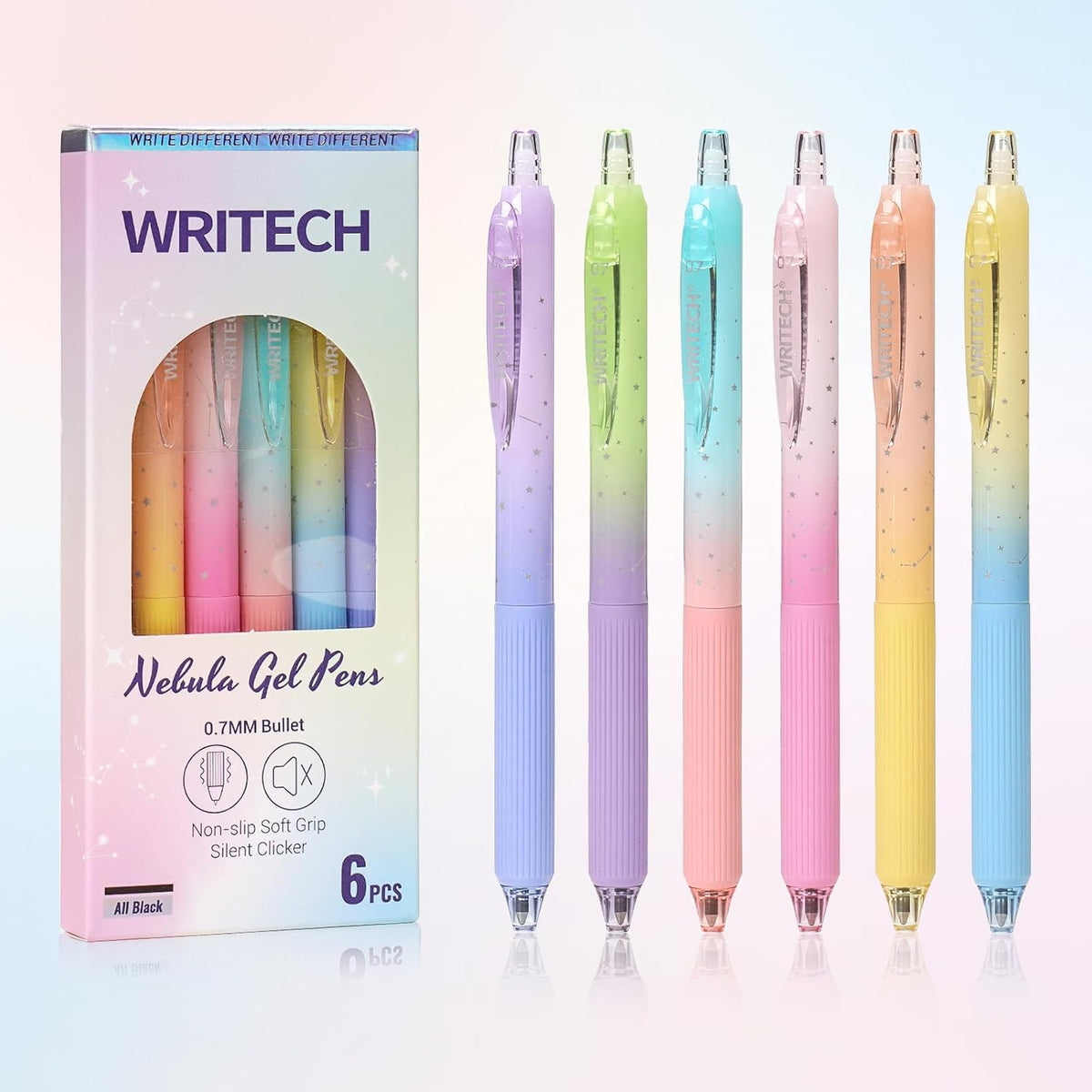Silent Click Quick-Dry Gel Pens - Ultra-Smooth 0.7mm Medium Point Black Ink