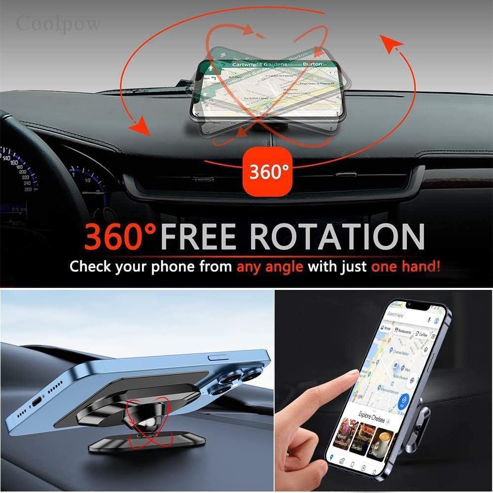 Ultra-Strong N52 Magnetic Alloy Car Phone Mount with 360° Rotation