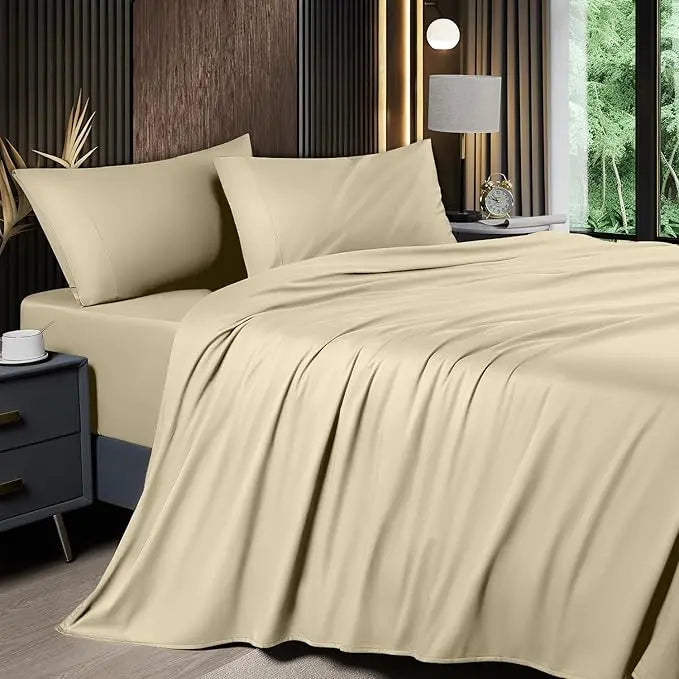 4-Piece Bedding Sheet Set – Ultra-Deep Snug Fit For Sweat-Free Cooling Comfort