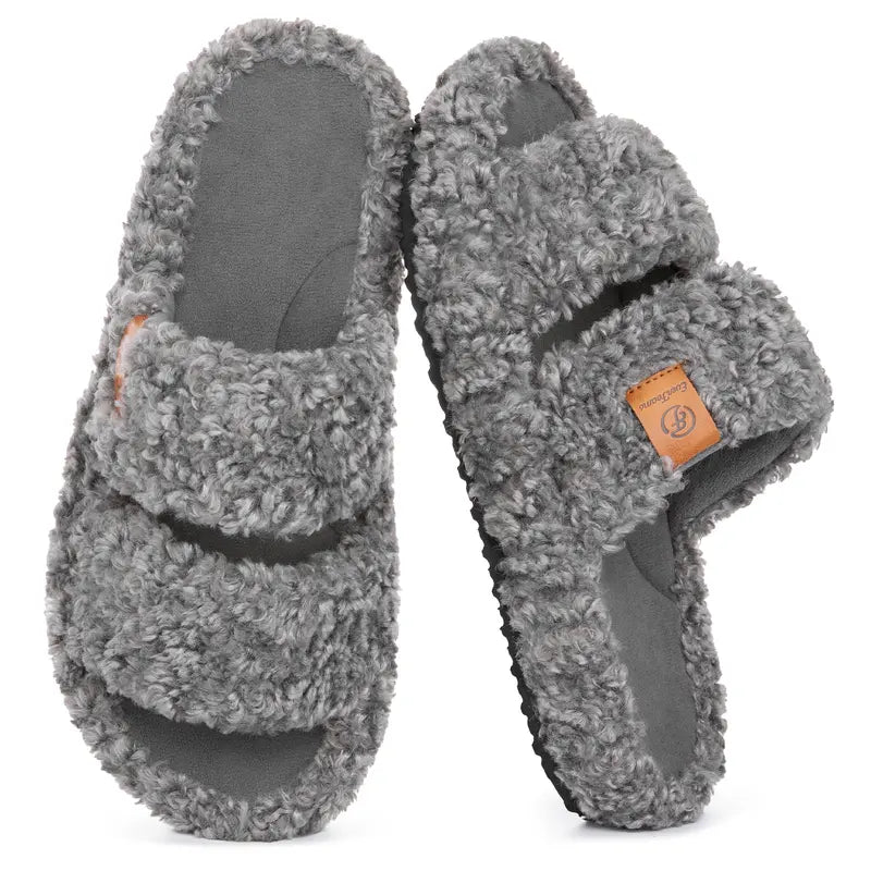 Step On Clouds: Plush Open-Toe Memory Foam House Slippers