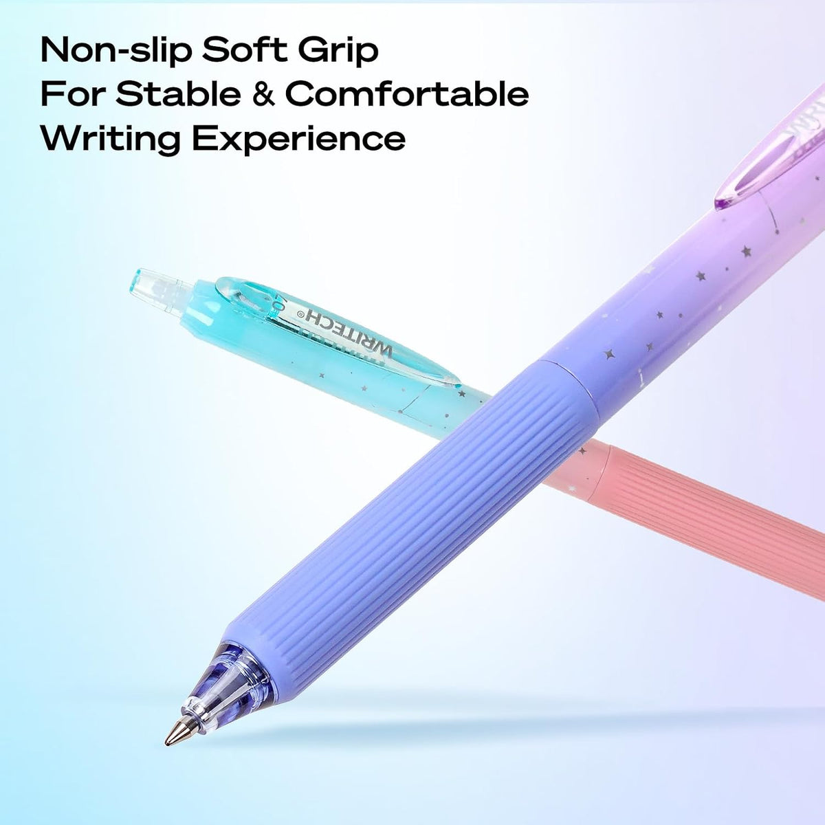 Silent Click Quick-Dry Gel Pens - Ultra-Smooth 0.7mm Medium Point Black Ink
