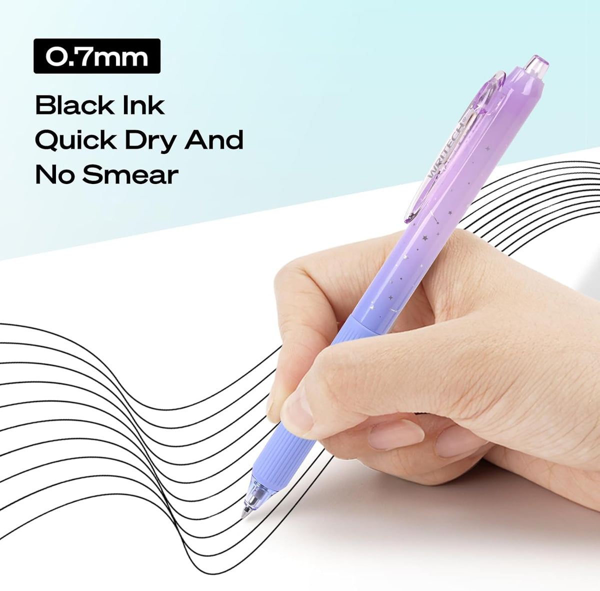 Silent Click Quick-Dry Gel Pens - Ultra-Smooth 0.7mm Medium Point Black Ink