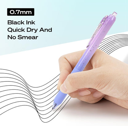 Silent Click Quick-Dry Gel Pens - Ultra-Smooth 0.7mm Medium Point Black Ink
